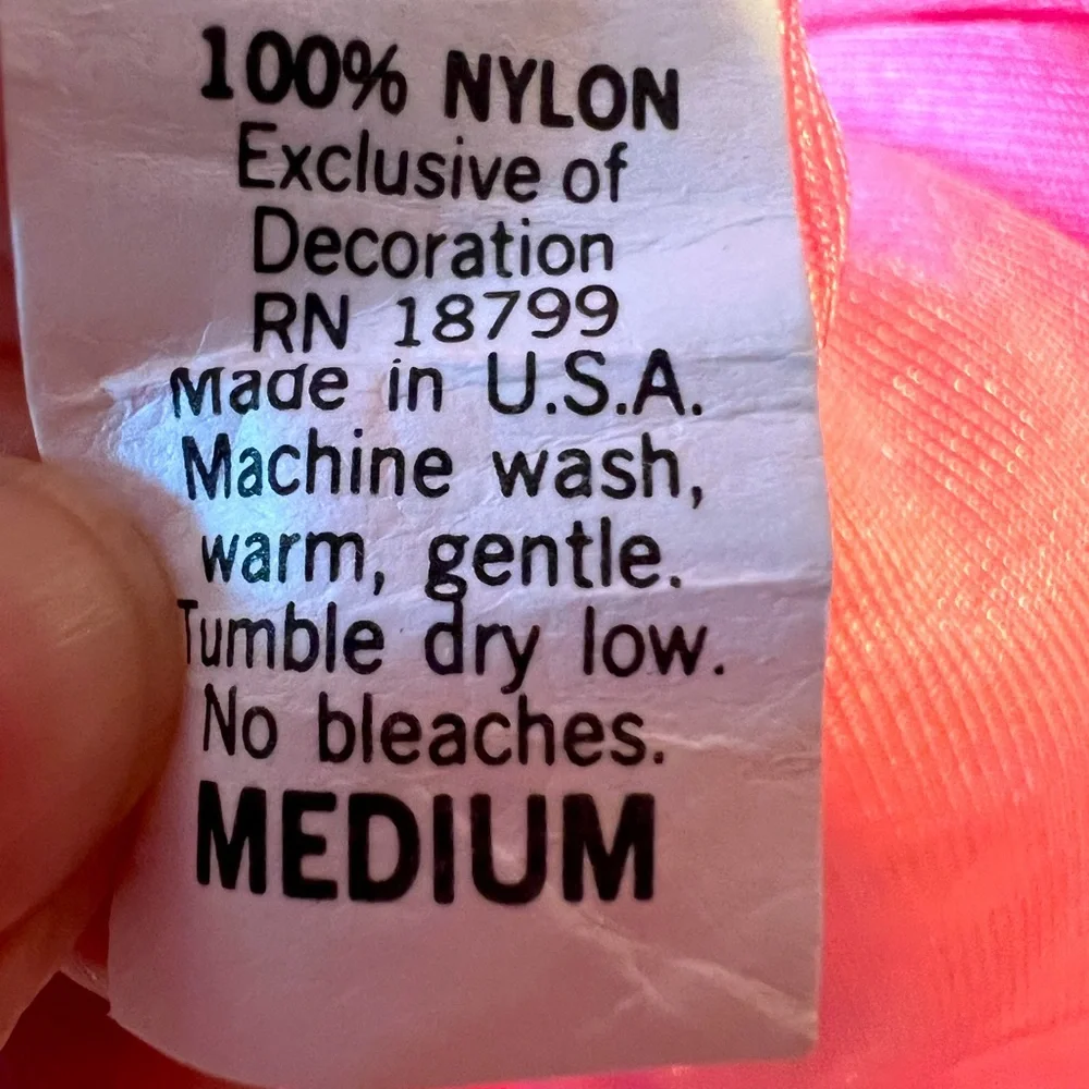 Beautiful Vintage Vivid Coral Nylon and Lace Nightgown by Bernette.  Size = M
